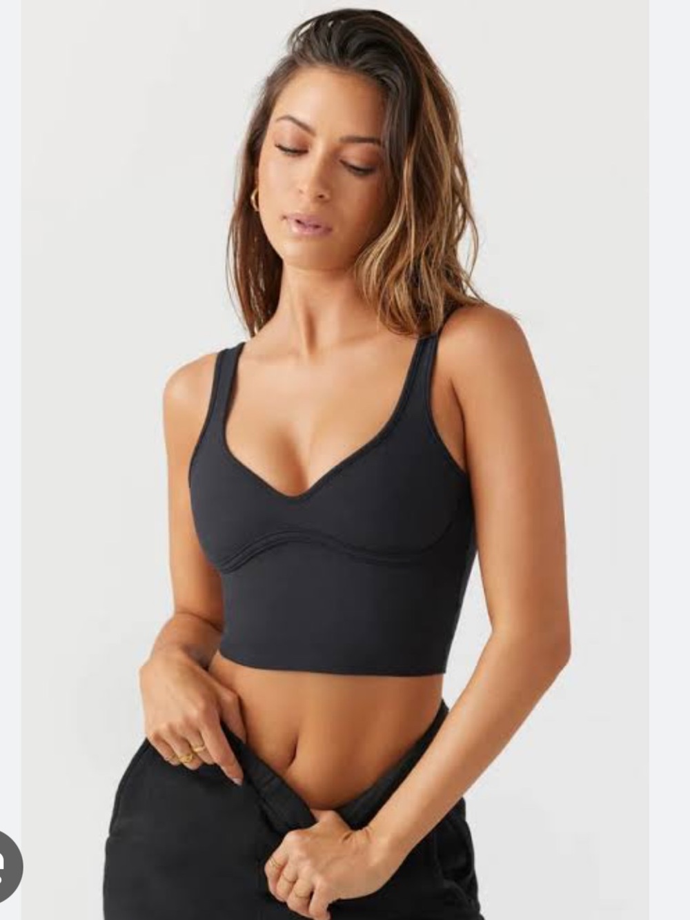Joah Brown Black Contour Crop Tank Sueded Onyx XS/Small - Picture 2 of 9